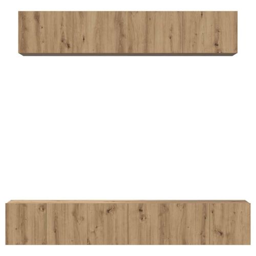 Комплект ТВ шкаф Монтиране на стена 5 pcs Дъб Инженерно дърво