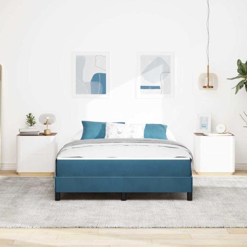 Легло с пружинирана основа Тъмен син 140 x 190 cm текстил