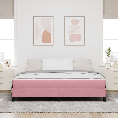 Легло с пружинирана основа с матрак Розово 180 x 210 cm текстил