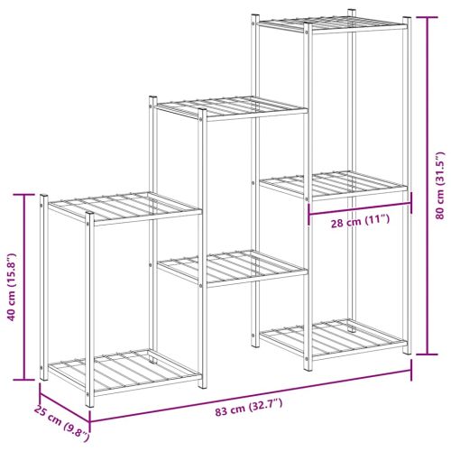 Стойка за цветя, 83x25x80 см, черна, желязо