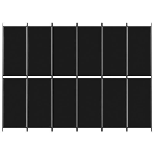 Параван за стая, 6 панела, черен, 300x220 cм, плат