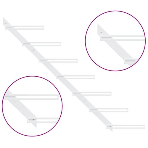 Стойки за вино за стенен монтаж за 7 бутилки 2 бр бели метални