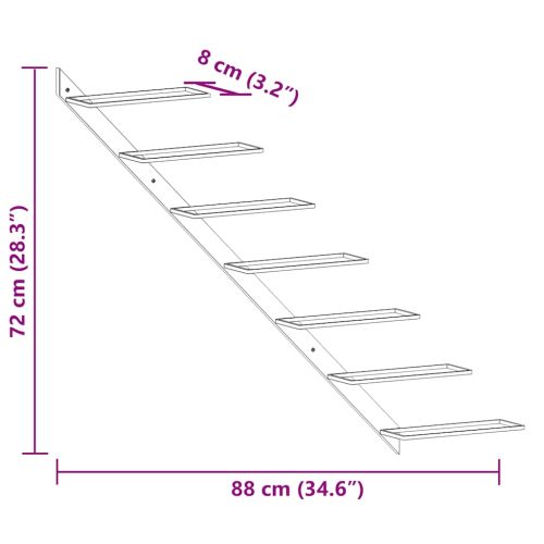 Стойки за вино за стенен монтаж за 7 бутилки 2 бр бели метални