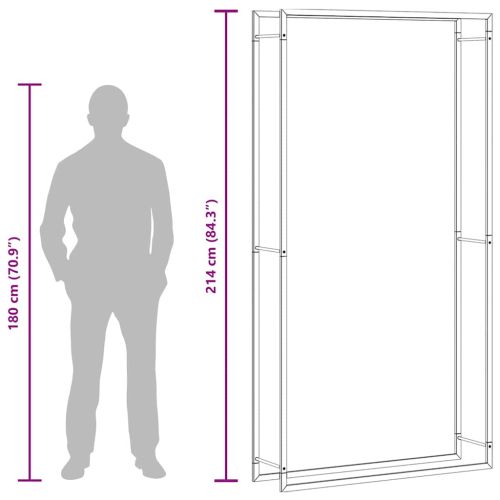 Стойка за дърва за огрев, черен мат, 110x28x214 см, стомана
