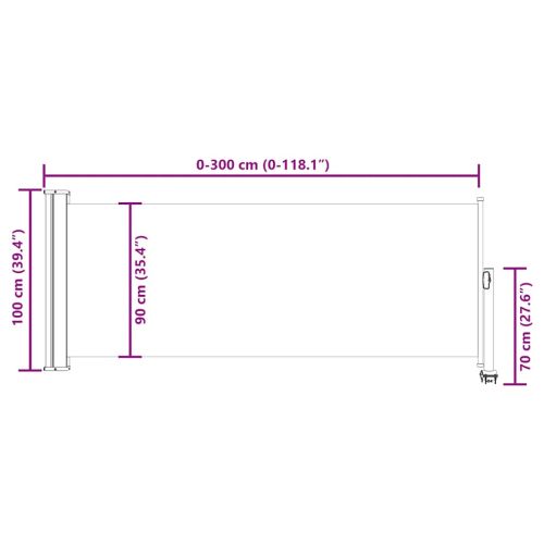 Прибираща се странична тента, 100х300 см, кафява