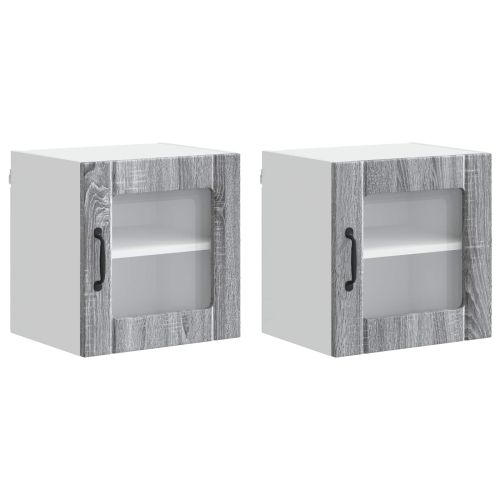 Стенен стъклен шкаф LUCCA 2 pcs Сива сонома 40 x 31 x 40 см