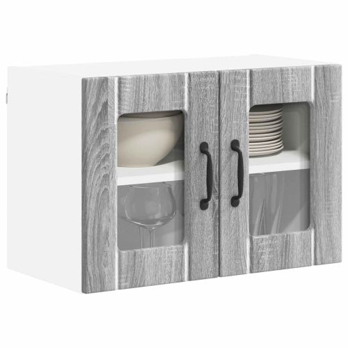 Стенен стъклен шкаф LUCCA 2 pcs Сива сонома 60 x 31 x 40 см