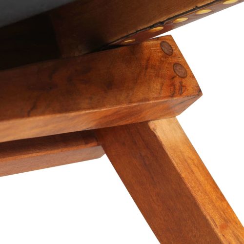 Сгъваем релакс стол, кафяв, естествена кожа