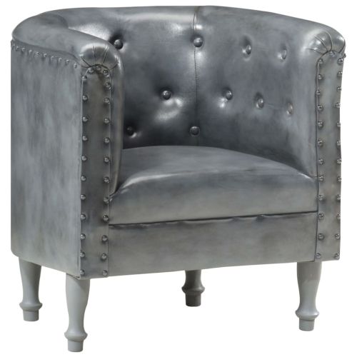 Фотьойл, сив, естествена кожа