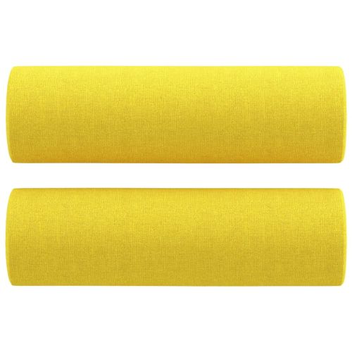 Комплект дивани 3 части с възглавници светложълт текстил