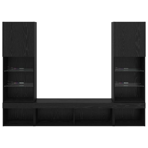 ТВ стенни единици с LED с LED 5 pcs Черния дъб Инженерно дърво