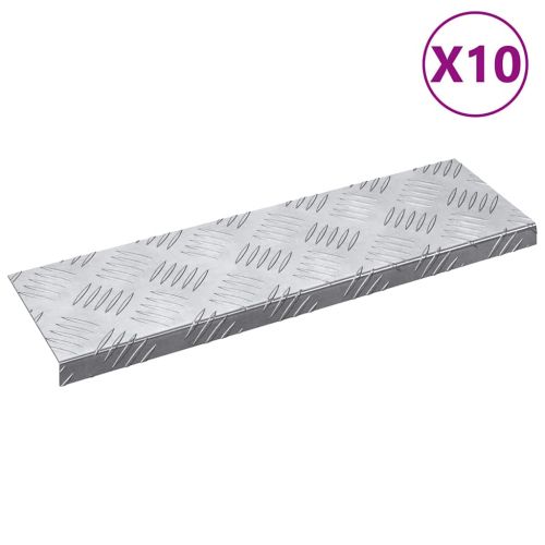 Стъпало Правоъгълна 10 pcs Сребрист 60 x 18 x 2,5 см Алуминий