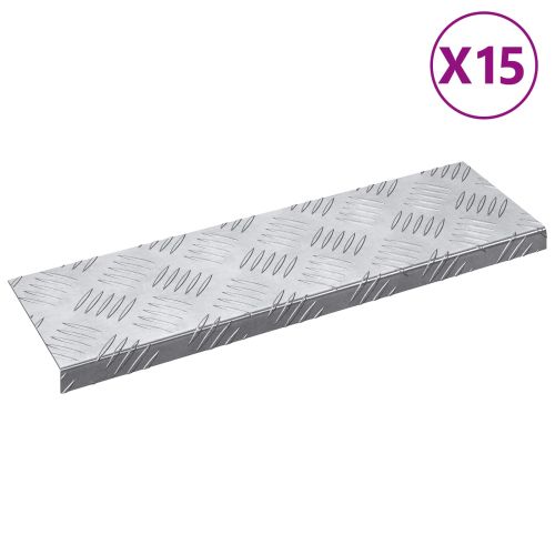 Стъпало Правоъгълна 15 pcs Сребрист 60 x 18 x 2,5 см Алуминий