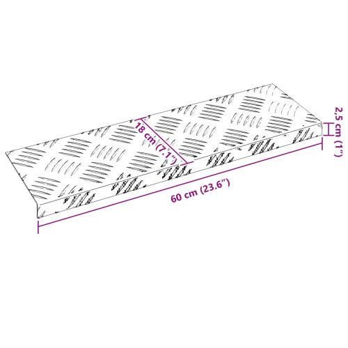 Стъпало Правоъгълна 15 pcs Сребрист 60 x 18 x 2,5 см Алуминий