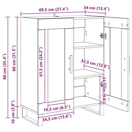 Служебен шкаф Дъб 69,5 x 34 x 90 см Инженерно дърво
