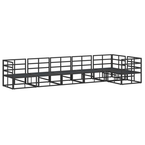 Градински Софа Комплект с възглавница 6 pcs Черно Алуминий