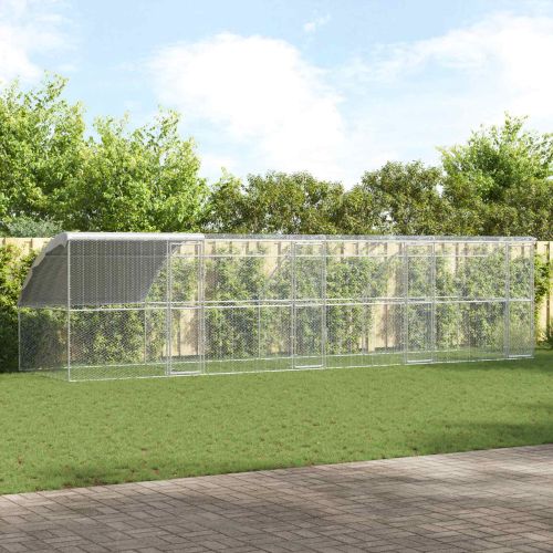 Клетка за пилета 4 pcs Сребрист 800 x 200 x 200 см Стомана и PE