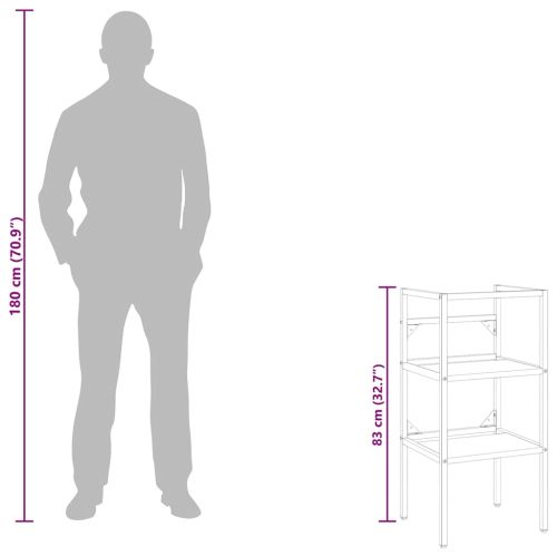 Рамка за мивка за баня, черна, 40x38x83 см, желязо