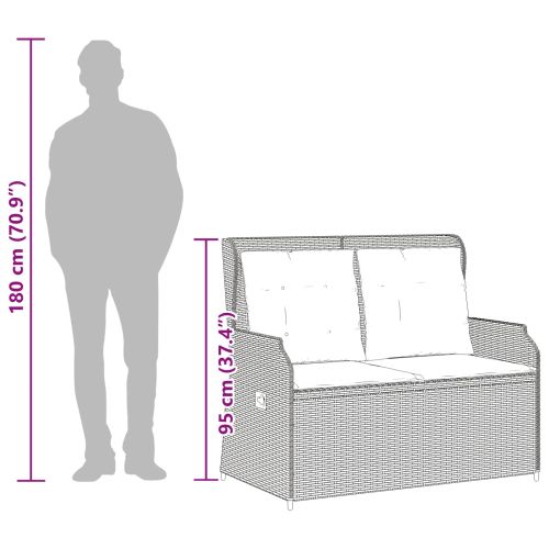 Градинска пейка Черно полиратан