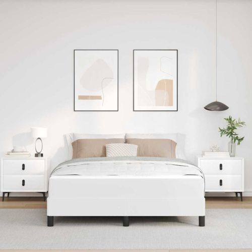 Рамка за легло с матрак Чисто бяло 140 x 200 cm текстил