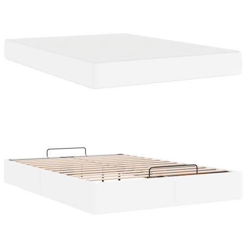 Рамка за легло с матрак с матрак 2 pcs Бяло ПВЦ