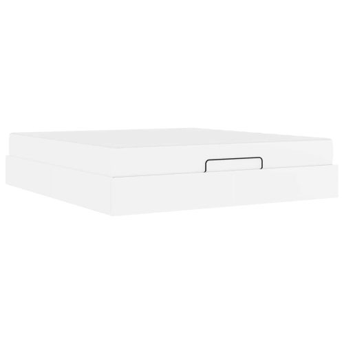 Рамка за легло с матрак с матрак 2 pcs Бяло ПВЦ