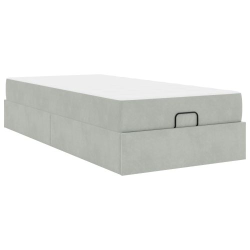 Рамка за легло с матрак с матрак 2 pcs Светлосиво Кадифе