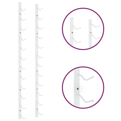 Стойка за вино за 12 бутилки, стенен монтаж, бяла, желязо
