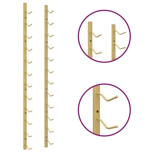 Стойки за вино за 12 бутилки стенен монтаж 2 бр златисти желязо