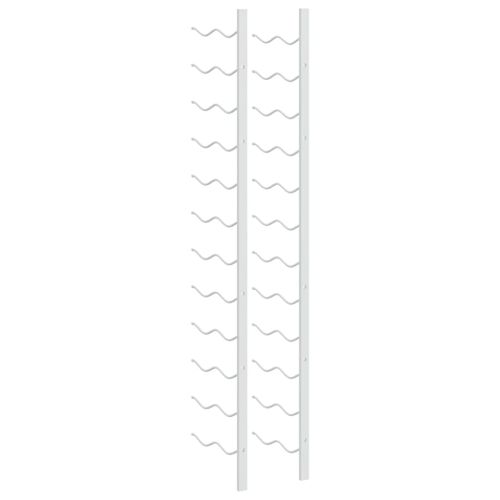 Стойки за вино за 24 бутилки, стенен монтаж, 2 бр, бели, желязо