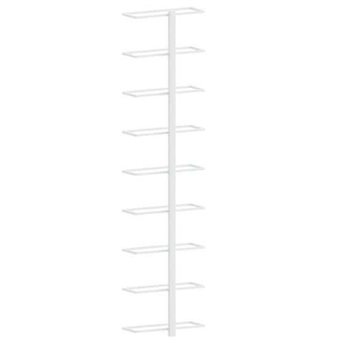 Стойки за вино за 9 бутилки, стенен монтаж, 2 бр, бели, желязо