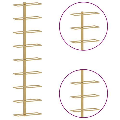 Стойки за вино за 9 бутилки стенен монтаж 2 бр златисти желязо