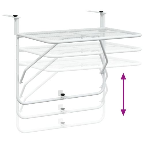 Балконска масичка, бяла, 60x40 см, стомана