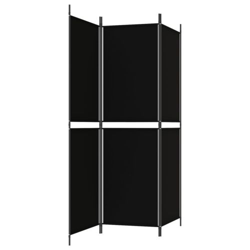 Параван за стая, 3 панела, черен, 150x180 см, плат