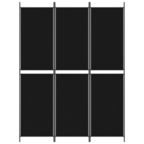 Параван за стая, 3 панела, черен, 150x200 см, плат