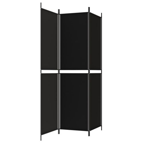 Параван за стая, 3 панела, черен, 150x200 см, плат