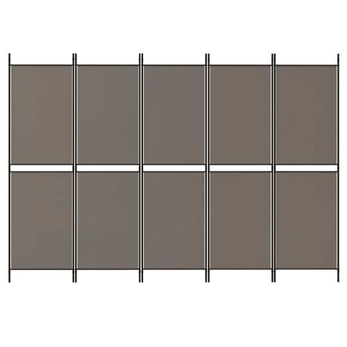 Параван за стая, 5 панела, антрацит, 250x200 cм, текстил