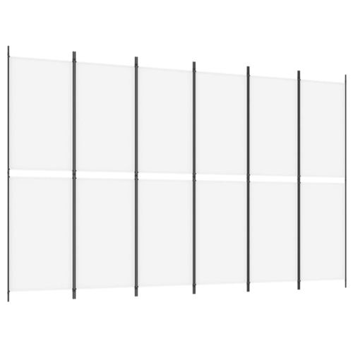 Параван за стая, 6 панела, бял, 300x200 см, текстил