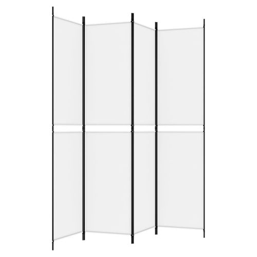 Параван за стая, 4 панела, бял, 200x220 см, текстил