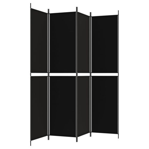 Параван за стая, 4 панела, черен, 200x220 cм, плат