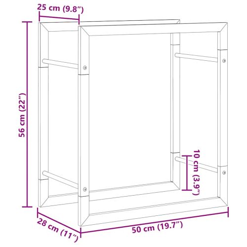 Стойка за дърва за огрев, 50x28x56 см, неръждаема стомана
