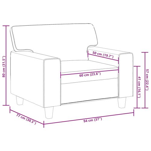 Кресло, сиво, 60 см, изкуствена кожа