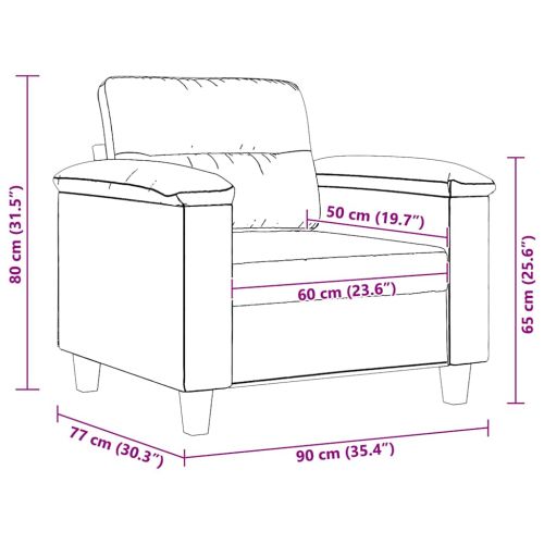 Кресло, кремави, 60 см, микрофибърен текстил