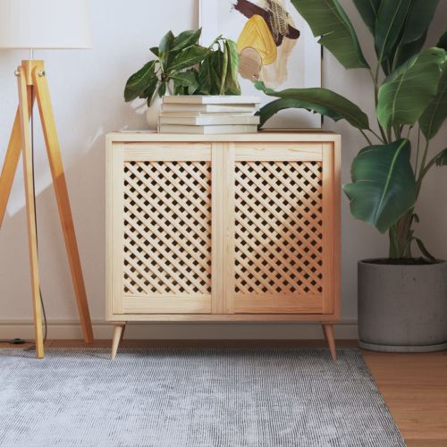 Врати за шкафове с решетен дизайн 2 бр 39,5x61,5 см бор масив