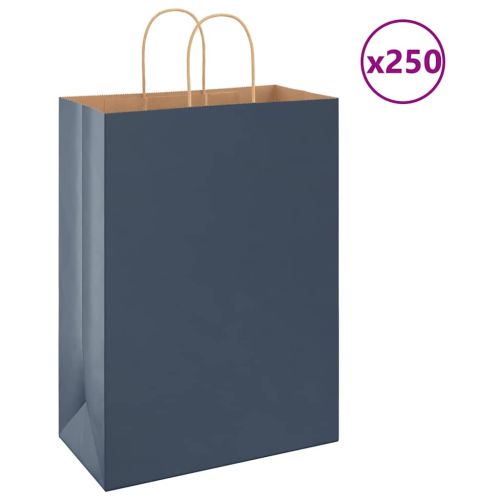 Хартиени торбички 250 бр с дръжки сини 32x17x44 см