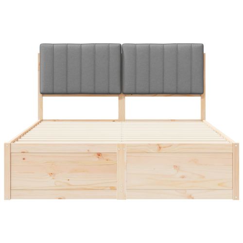 Леглова рамка с тапицирана гръбна част Светлосиво 140 x 200 cm