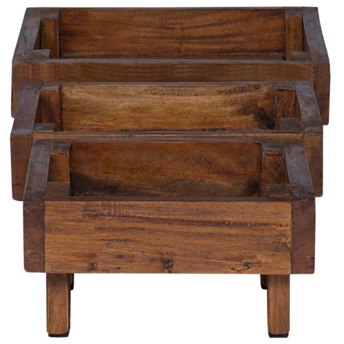 Стойка за растения 3 pcs Кафяво Махагоново дърво