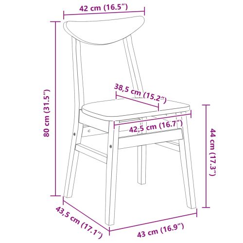 Обедени столове 2 pcs Бяло 42 х 47.5 х 81 см