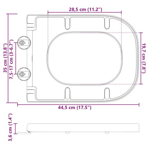 Тоалетна седалка Бяло 47,5 x 35 x 3,6 см Дуропласт
