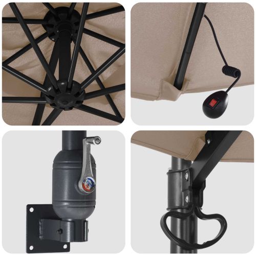 Градински парасол Таупе 248 x 248 x 148 см Полиестер и стомана